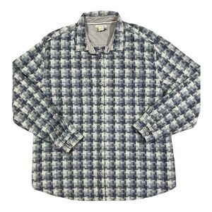 Carbon 2 Cobalt Indigo Western Flannel Pixel Pattern Men 2XL Long Sleeve‎ Shirt